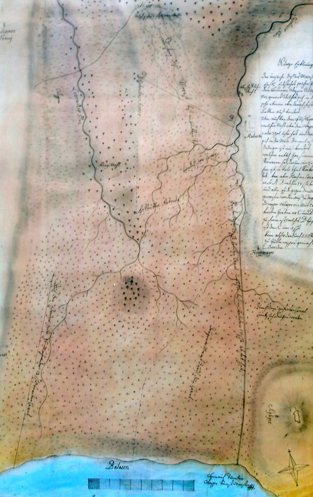 Tumler lecsapolási terve, térképe a Szigliget melletti lapályról