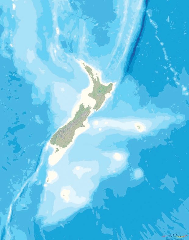  Új-Zéland és környékének tengeraljzattérképe