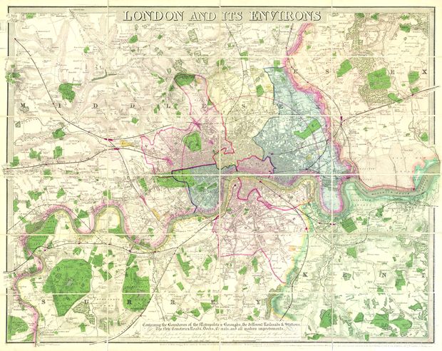 London és környéke Cheffins térképén (1847)