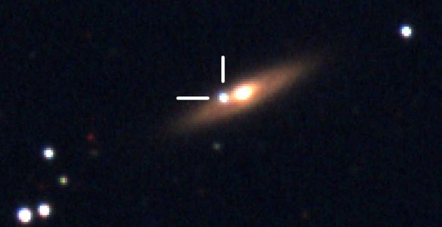 Az SN 2011ay jelű szupernóva a piszkéstetői Schmidt-távcsővel készített felvételekből összeállított színes kompozitképen (SÁRNECZKY KRISZTIÁN ÉS SZALAI TAMÁS)